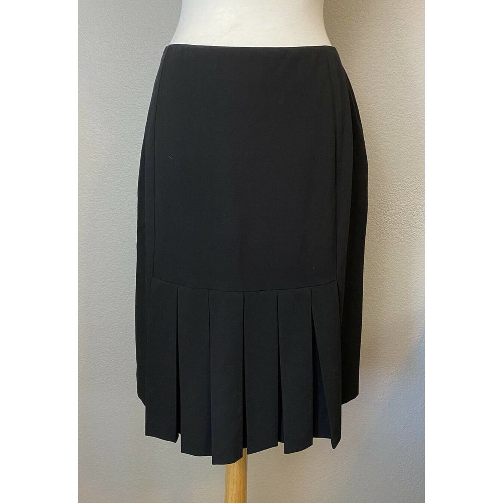 DIALOGUE Black Box Pleat Straight Skirt 12 Stretch Lined